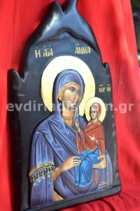 Αγία Άννα Χειροποίητη Ξυλόγλυπτη Αγιογραφία 