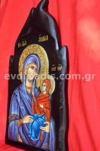 Αγία Άννα Χειροποίητη Ξυλόγλυπτη Αγιογραφία 
