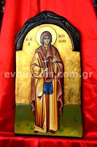 Αγία Αντιγόνη Χειροποίητη Ξυλόγλυπτη Αγιογραφία 