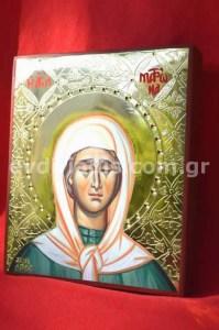 Αγία Ματρώνα Χειροποίητη Αγιογραφία με Αληθινό Χρυσό 24Κ Στιλβωτό