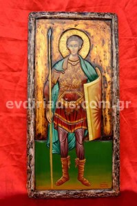 Άγιος Δημήτριος Χειροποίητη Ξυλόγλυπτη Αγιογραφία  
