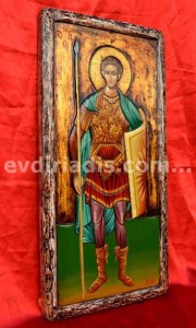 Άγιος Δημήτριος Χειροποίητη Ξυλόγλυπτη Αγιογραφία  