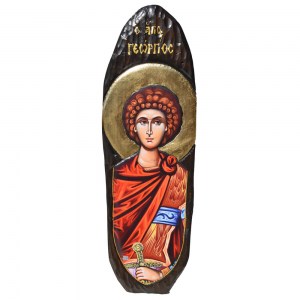 Άγιος Γεώργιος Χειροποίητη Ξυλόγλυπτη Λιθογραφία