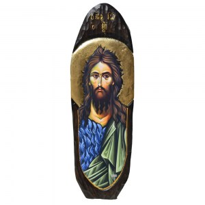 Άγιος Ιωάννης ο Πρόδρομος και Βαπτιστής Χειροποίητη Ξυλόγλυπτη Λιθογραφία