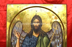 Άγιος Ιωάννης Χειροποίητη Αγιογραφία με Αληθινό Χρυσό 24Κ Στιλβωτό