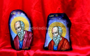 Άγιος Ιωάννης Χειροποίητη Αγιογραφία Σε Φυσικό Κορμό Δέντρου