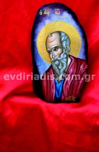 Άγιος Ιωάννης Χειροποίητη Αγιογραφία Σε Φυσικό Κορμό Δέντρου