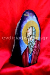 Άγιος Ιωάννης Χειροποίητη Αγιογραφία Σε Φυσικό Κορμό Δέντρου