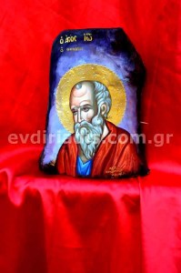 Άγιος Ιωάννης Χειροποίητη Αγιογραφία Σε Φυσικό Κορμό Δέντρου