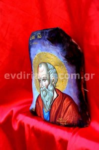 Άγιος Ιωάννης Χειροποίητη Αγιογραφία Σε Φυσικό Κορμό Δέντρου