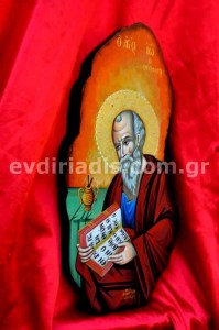 Άγιος Ιωάννης Χειροποίητη Αγιογραφία Σε Φυσικό Οβάλ Ακανόνιστο Ξύλο