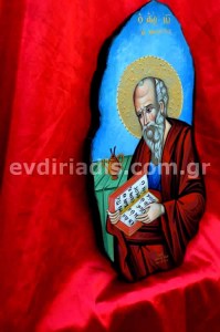 Άγιος Ιωάννης Χειροποίητη Αγιογραφία Σε Φυσικό Οβάλ Ακανόνιστο Ξύλο