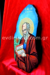 Άγιος Ιωάννης Χειροποίητη Αγιογραφία Σε Φυσικό Οβάλ Ακανόνιστο Ξύλο