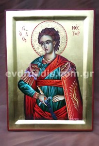 Άγιος Νέστωρ Χειροποίητη Αγιογραφία Με Αληθινό Χρυσό 24 Καράτια