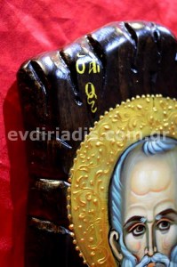 Άγιος Νικόλαος Χειροποίητη Αγιογραφία  Σε Φυσικό Ξύλο Με Παλαιωμένο Στύλ Πελεκητό