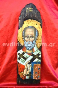 Άγιος Νικόλαος Χειροποίητη Ξυλόγλυπτη Αγιογραφία