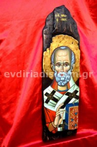 Άγιος Νικόλαος Χειροποίητη Ξυλόγλυπτη Αγιογραφία