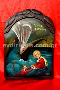 Άγιος Νικόλαος Χειροποίητη Ξυλόγλυπτη Αγιογραφία