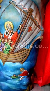 Άγιος Νικόλαος Χειροποίητη Ξυλόγλυπτη Αγιογραφία Σε Φυσικό Κορμό Δέντρου
