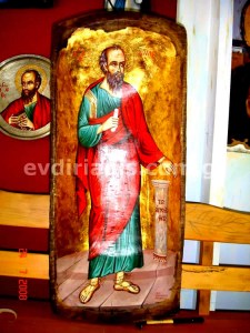 Άγιος Παύλος Χειροποίητη Αγιογραφία Σε Παλαιά Σκάφη