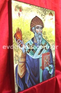 Άγιος Σπυρίδων Χειροποίητη Αγιογραφία με Αληθινό Χρυσό 24Κ Στιλβωτό