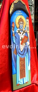 Άγιος Σπυρίδων Χειροποίητη Ξυλόγλυπτη Αγιογραφία