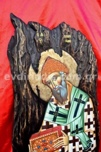 Άγιος Σπυρίδων Χειροποίητη Ξυλόγλυπτη Αγιογραφία