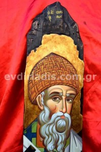 Άγιος Σπυρίδων Χειροποίητη Ξυλόγλυπτη Αγιογραφία