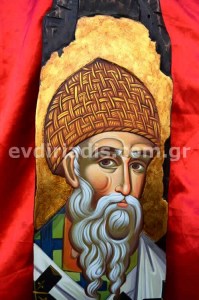 Άγιος Σπυρίδων Χειροποίητη Ξυλόγλυπτη Αγιογραφία