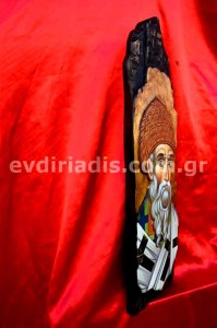 Άγιος Σπυρίδων Χειροποίητη Ξυλόγλυπτη Αγιογραφία