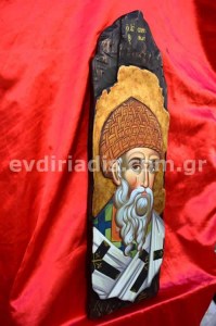Άγιος Σπυρίδων Χειροποίητη Ξυλόγλυπτη Αγιογραφία