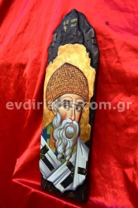 Άγιος Σπυρίδων Χειροποίητη Ξυλόγλυπτη Αγιογραφία