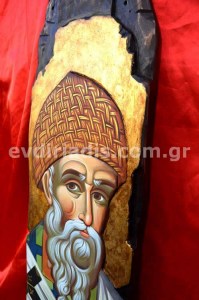 Άγιος Σπυρίδων Χειροποίητη Ξυλόγλυπτη Αγιογραφία