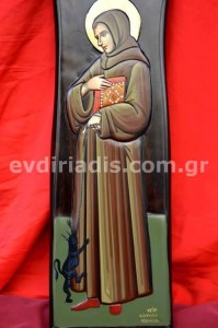 Άγιος Βερνάρδος Χειροποίητη Ξυλόγλυπτη Αγιογραφία  