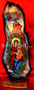 Η φλεγόμενη Και Μη Κατακαιόμενη Βάτος Αγιογραφία Σε Κορμό Δέντρου