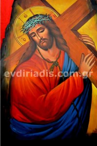Η Πορεία Προς Τον Γολγοθά Χειροποίητη Αγιογραφία Σε Φυσικό Κούτσουρο