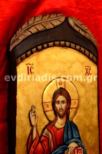 Ιησούς Χριστός Ένθρονος Χειροποίητη Ξυλόγλυπτη Αγιογραφία  