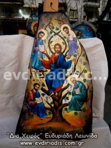 Ιησούς Χριστός Η Άμπελος Χειροποίητη Αγιογραφία Σε Φυσικό Κούτσουρο