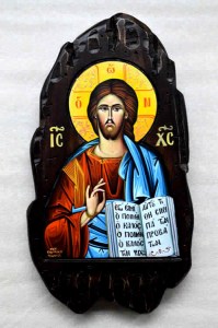 Ιησούς Χριστός Ο Ευλογών Χειροποίητη Ξυλόγλυπτη Λιθογραφία