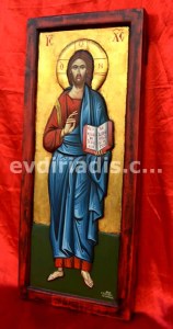 Ιησούς Χριστός Ο Ευλογών Χειροποίητη Ξυλόγλυπτη Αγιογραφία  