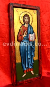 Ιησούς Χριστός Ο Ευλογών Χειροποίητη Ξυλόγλυπτη Αγιογραφία  