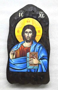 Ιησούς Χριστός Παντοκράτωρ Χειροποίητη Ξυλόγλυπτη Λιθογραφία
