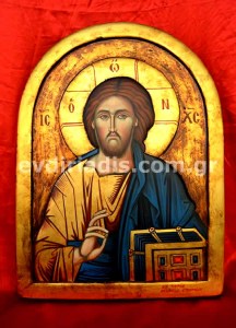 Ιησούς Χριστός Παντοκράτωρ Της Αγίας Σοφίας Χειροποίητη Ξυλόγλυπτη Αγιογραφία  