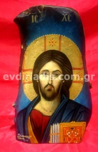 Ιησούς Χριστός Παντοκράτωρ Του Σινά Χειροποίητη Αγιογραφία Σε Φυσικό Κορμό Δέντρου