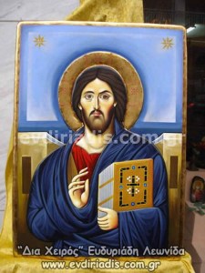 Ιησούς Χριστός Παντοκράτωρ Του Σινά Χειροποίητη Ξυλόγλυπτη Αγιογραφία