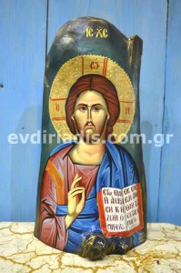 Ιησούς Χριστός Χειροποίητη Αγιογραφία Σε Φυσικό Κούτσουρο