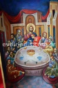 Ο Μυστικός Δείπνος Χειροποίητη Ξυλόγλυπτη Αγιογραφία Σε Παλαιά Σκάφη