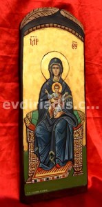 Παναγία Ένθρονη Χειροποίητη Ξυλόγλυπτη Αγιογραφία