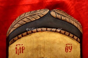 Παναγία Ένθρονη Χειροποίητη Ξυλόγλυπτη Αγιογραφία  