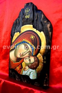 Παναγία Γλυκοφιλούσα Χειροποίητη Ξυλόγλυπτη Αγιογραφία